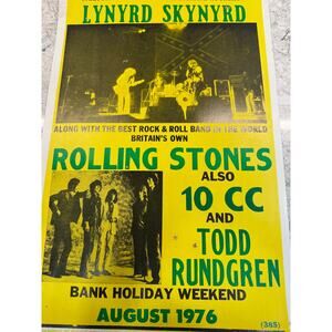 1976 Vintage Concert Poster Lynyrd Skynyrd The Rolling Stone Todd Rundgren JL